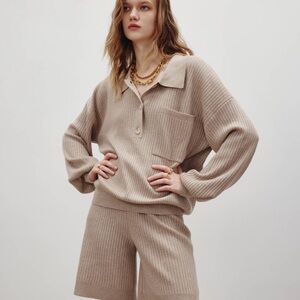 Women's Tan Button Down Shirt